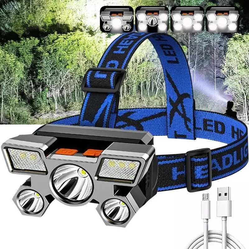 Powerful Rechargeable Head Flashlight for Fishing Led Headlamp Nitecore Camping Headlights Hunting Torch Hiking Front LanternsLX241109