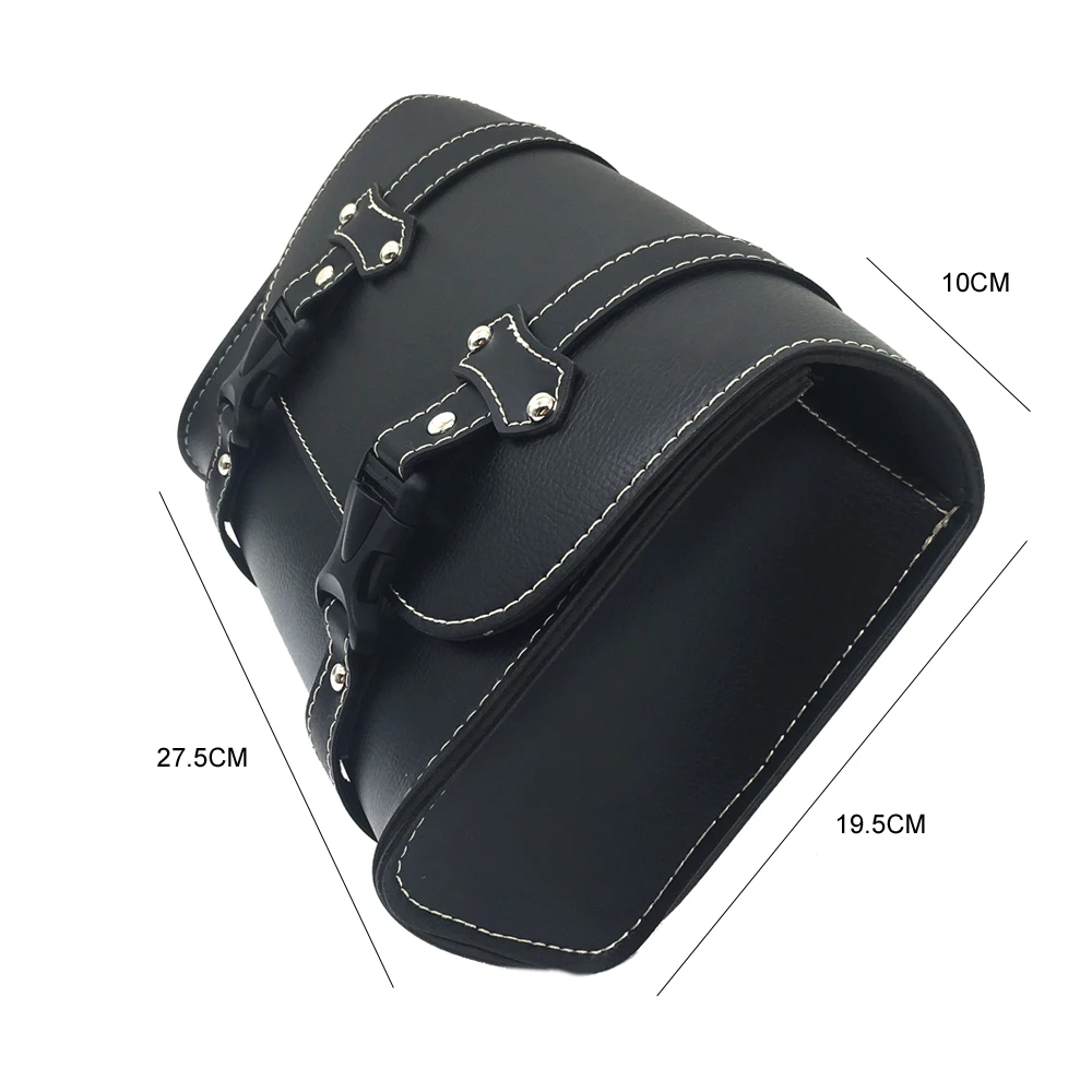 Universal Motorcycle Bags PU Leather Sissy Bar Tool Moto Bag Saddle Side Storage Box Accessories Black