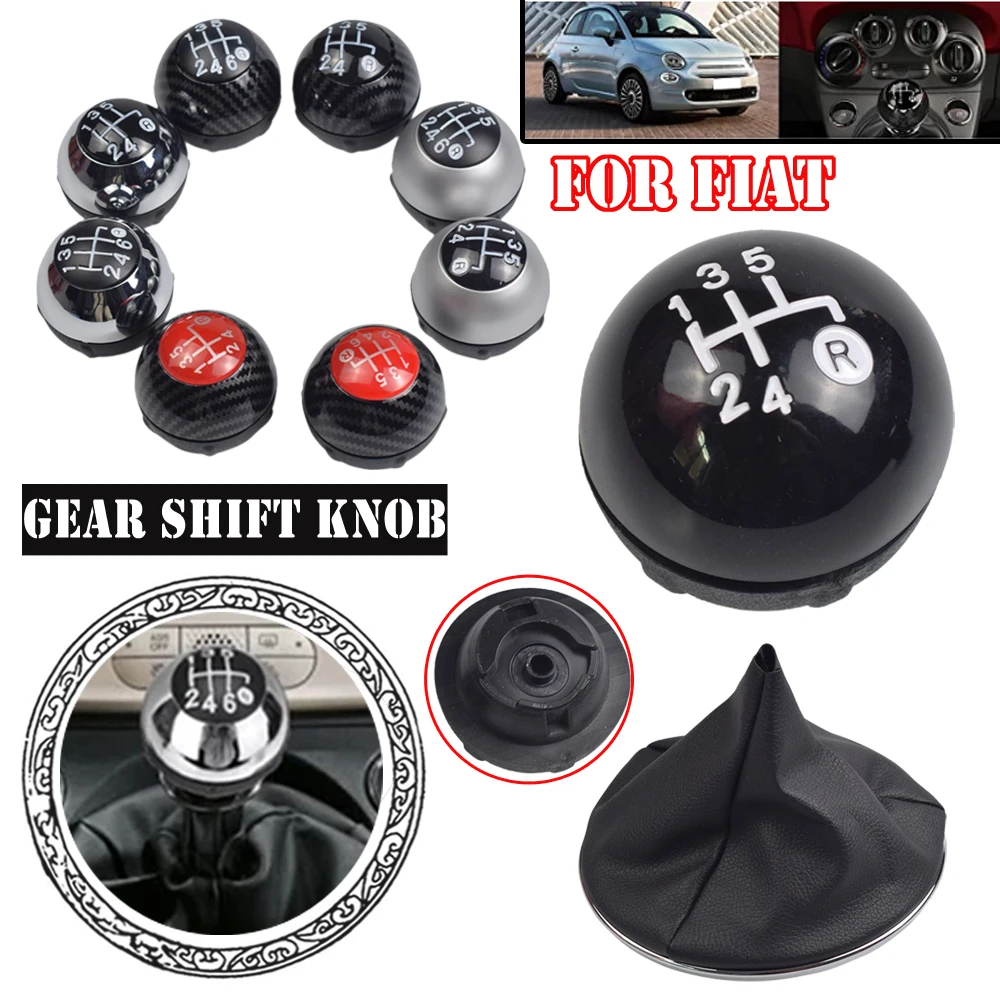 Speed Speed 5 6 Manual MT Chrome Car Gear Shift Knob For Fiat 500 2012 2013 2014 2015 2016 2017 2018 55344048 smile