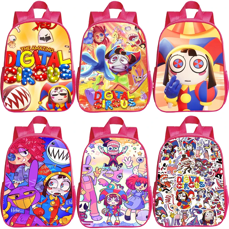 3D The Amazing Digital Circus Backpacks Kindergarten Bags Waterproof Pink Bookbag Boys Girls School Bags Kids Anime Backpack