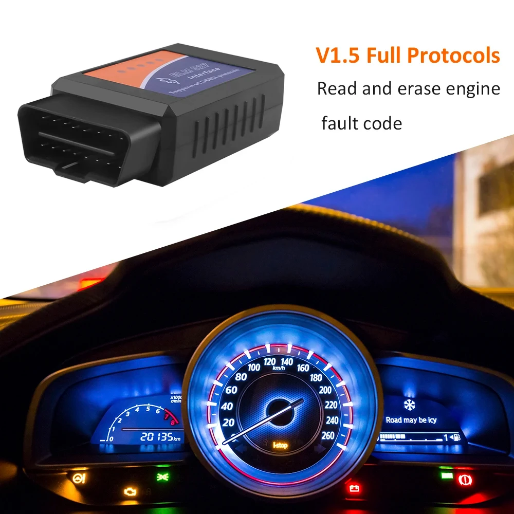 Code OBD2 Reader Scanner for Android Windows Auto Car Diagnostic Scan Tool ELM327 Odb2 OBDII Adapter for Check Engine V5.1/V2.1 smile
