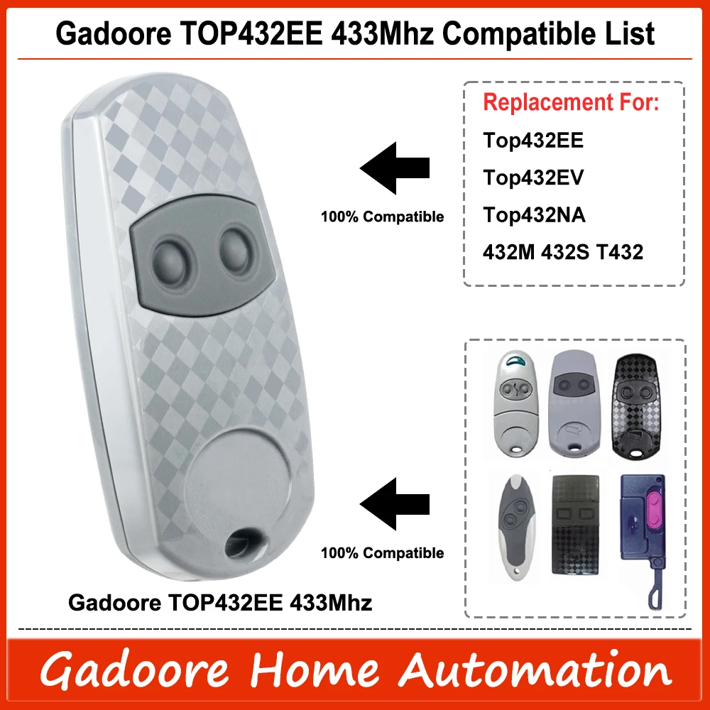 TOP432 EE Gadoore 433Mhz Garage Door Remote TOP432EE Compatible with 433Mhz frequency Top432EE Top432EV Top432NA 432M 432S 432 G smile