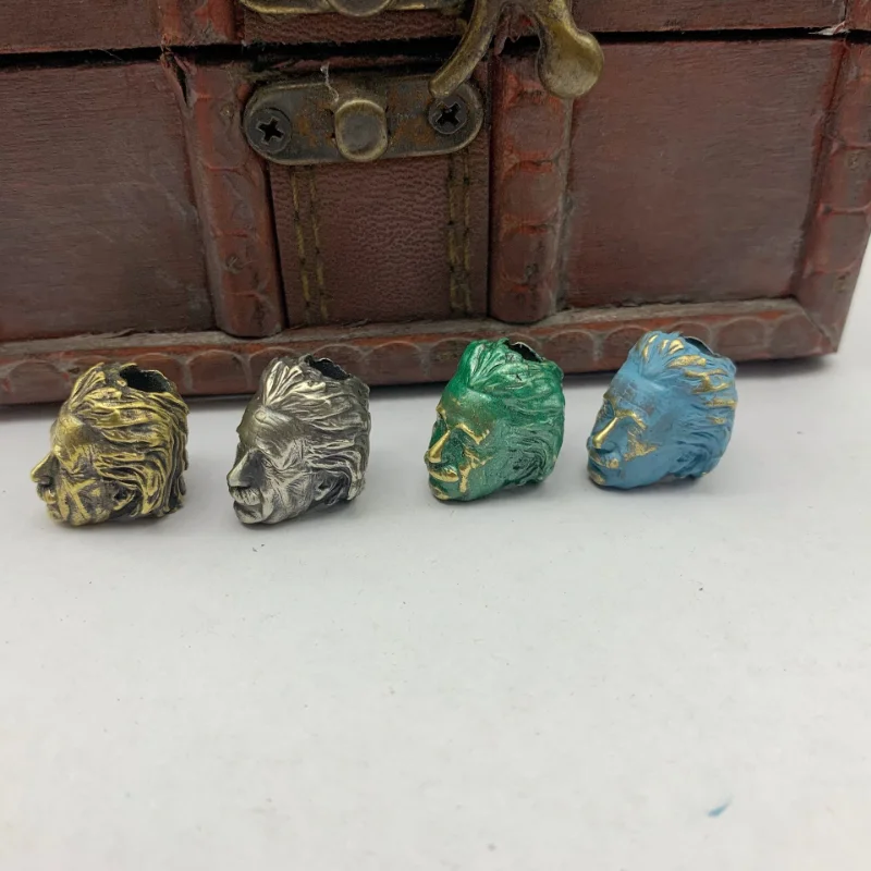 Great EDC Physicist Brass Head Sculpture Knife Bead Lanyard Pendants Charms Paracord Bead DIY ddmysmile Umbrella Rope Bracelet Accessories Smile
