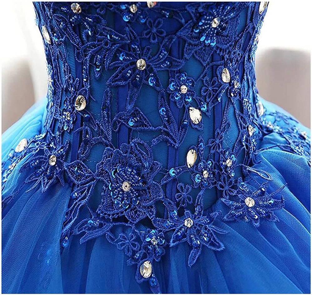 Ball Gown Princess Quinceanera Dresses Sequins Crystal Appliques Plus Size Tulle Lace-up Strapless Sweet 16 Princess Party Birthday Vestidos De 15 Ano