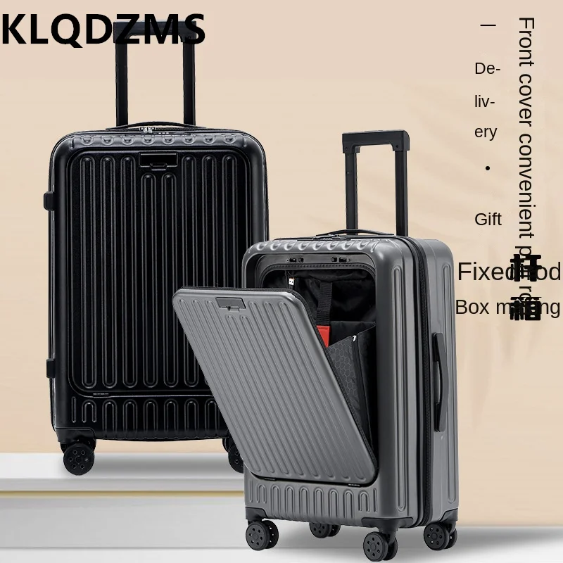 KLQDZMS High Quality Luggage 24"26" Front Opening Trolley Case 20 Inch Boarding Box Women's Travel Bag USB Charging Suitcase