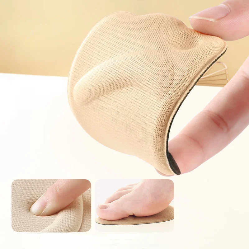 Heels High Forefoot Pad Half Insoles 2/4pcs Women's Memory Foam Anti-slip Back Sticker Pain Relief Protector Shoe Pads Cushion smile