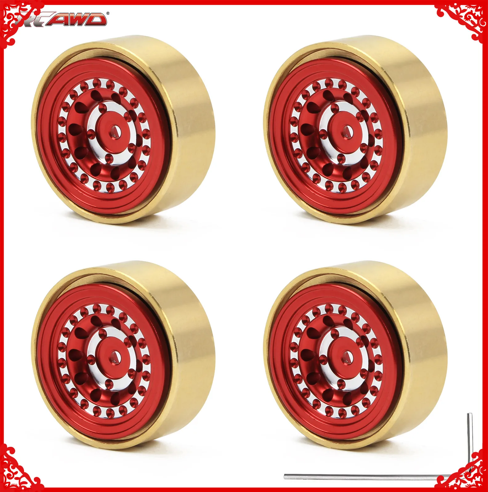 Wheel Glue-Free Alloy Beadlock And Brass Weights 312G 36.5*17.5Mm For ddmysmile FMS Hobby Fcx24 1/24 1/18 Mogrich Upgrades Part Smile 36.5*17.5Mm