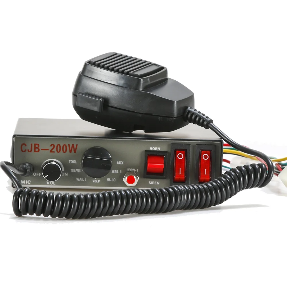 200W 8 Tones CJB Loud Car Alarm Horn Police Fire Emergency Siren With Handheld Microphone Box Speaking Horn PA Speaker