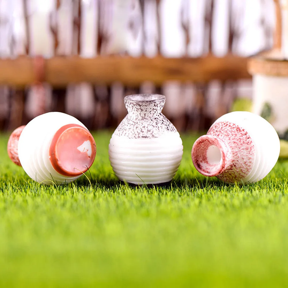 1Pc Resin Miniature Small Mouth Vase DIY Craft Accessory Home Garden Decoration
