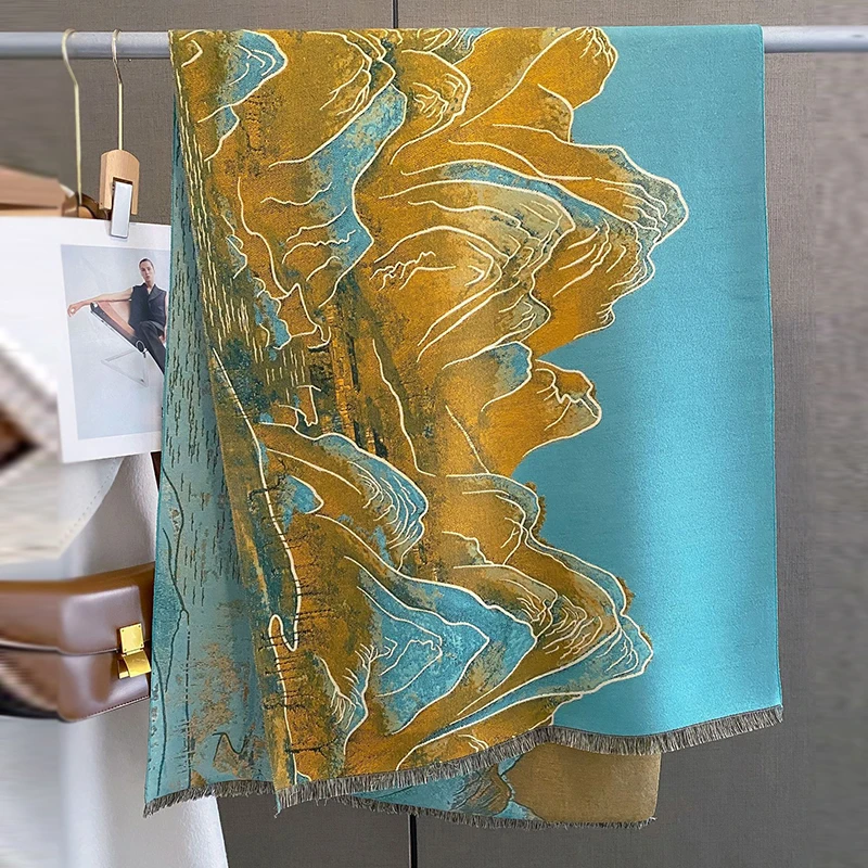 Cashmere 2023 Brand Scarf Women Winter Warm Pashmina Design Shawl Wrap Houndstooth Blanket Poncho Foulard Bufanda Bandana smile