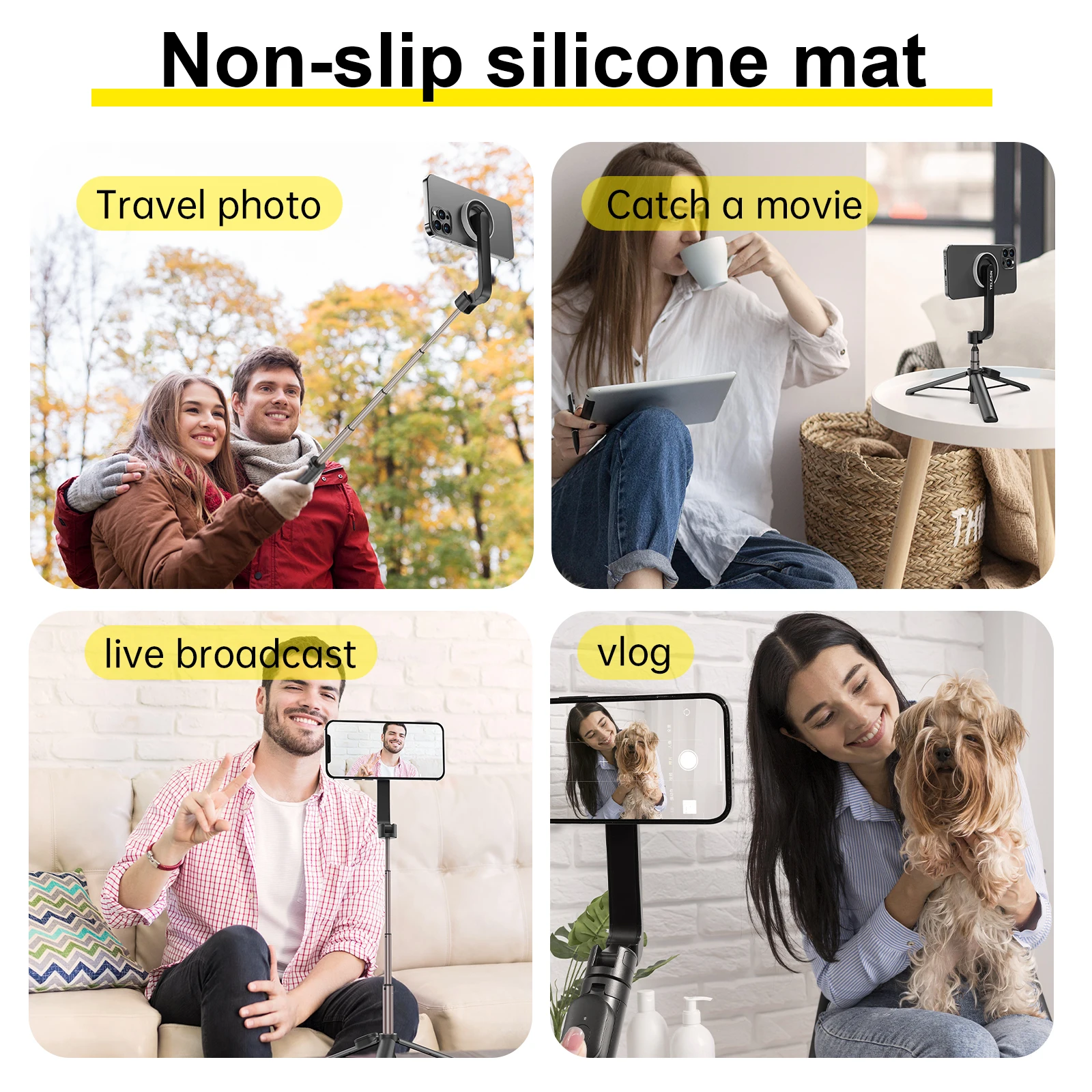 TELESIN Magnetic Neck Holder Mount Necklace MagSafe Tripod Grip for Smartphones Iphone 12 13 14 15 Android Sumsung Accessory
