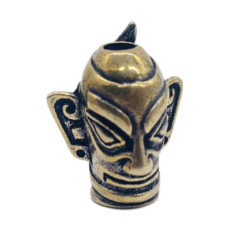 Ears Ancient Big Eyes Mask Knife Beads Metal Brass Woven Paracord Lanyard Pendants EDC Outdoor Tool Charms DIY Accessory smile