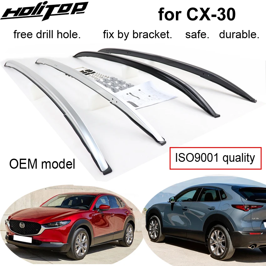 OE roof rail roof rack bar for Mazda CX-30 CX30 2020 2021 2022 2023,oxidized aluminum,original model,fix by bracket,safe&stable