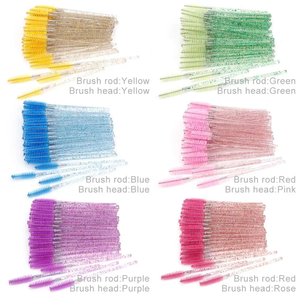Brush Eyelash 100Pcs Crystal Disposable Eye Makeup Brushes Applicators Eyebrow Spoolie Cosmetics Mascara Wands Lash Extension smile