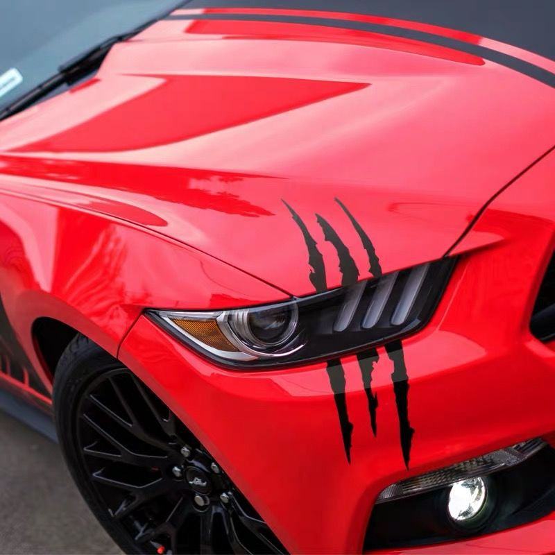 Monster Reflective Car Sticker Claw Marks Scratch Stripe Auto Headlight Decal Dinosaur Raptor Paw Marks Decor Accessories smile