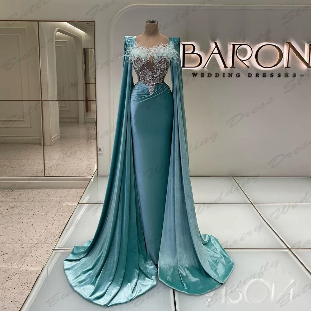 Elegant Party Evening Dresses 2025 For new Women Simple Satin Gorgeous Exquisite Beading Sexy Off Shoulder Long Sleeves Prom Gowns 2024