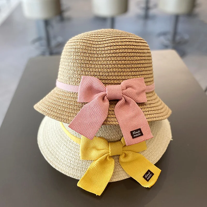 Old Children's Year 2-8 Sun Hat Summer New Straw Bag Hat Set Baby Travel ddmysmile Sunscreen Beach Hat Sun Bucket Hat Children's Straw Hat S