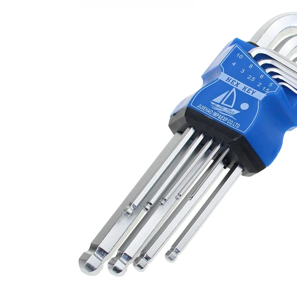 Allen 2025 Wrench Hex Key 9PCS Set METRIC SAE Standard Short Long Arm CRV new Steel For Bicycle Motorcycle Repair Tools