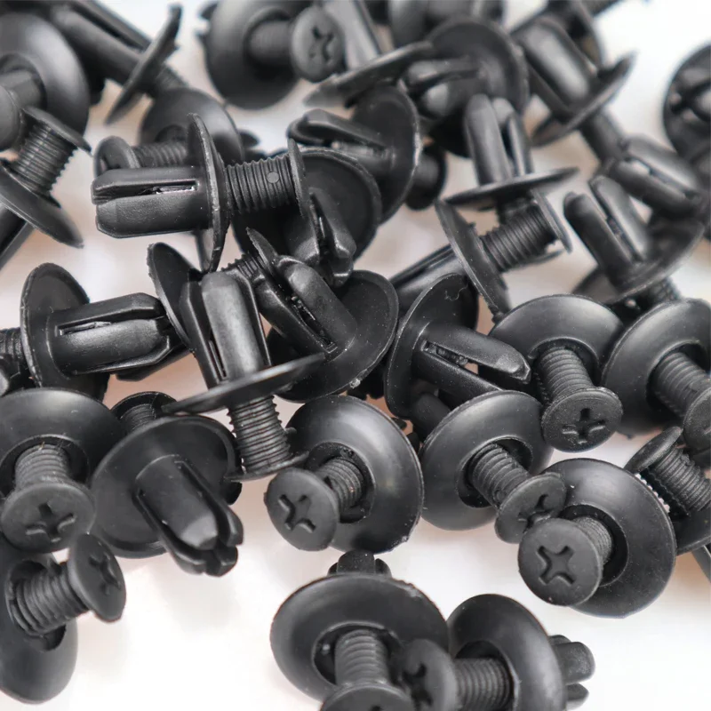 1/30pcs 8mm Plastic Rivets Fasteners Screw Car Bumper Fender Black Rivet Car Fastener Clips for Toyota Focus Kia Nissan Yamaha
