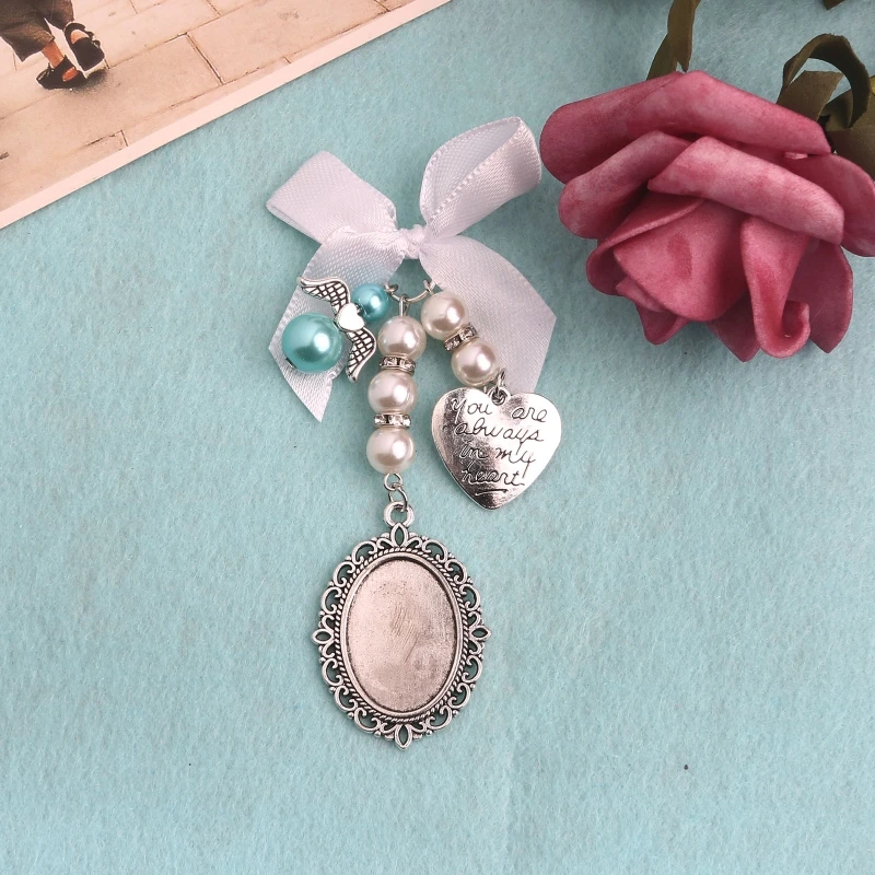 517F Wedding Bouquet Charm Lace Oval Bridal 2025 Bouquet Angel Charm Memorial Photo Charm You Are Always in My new Heart Charm