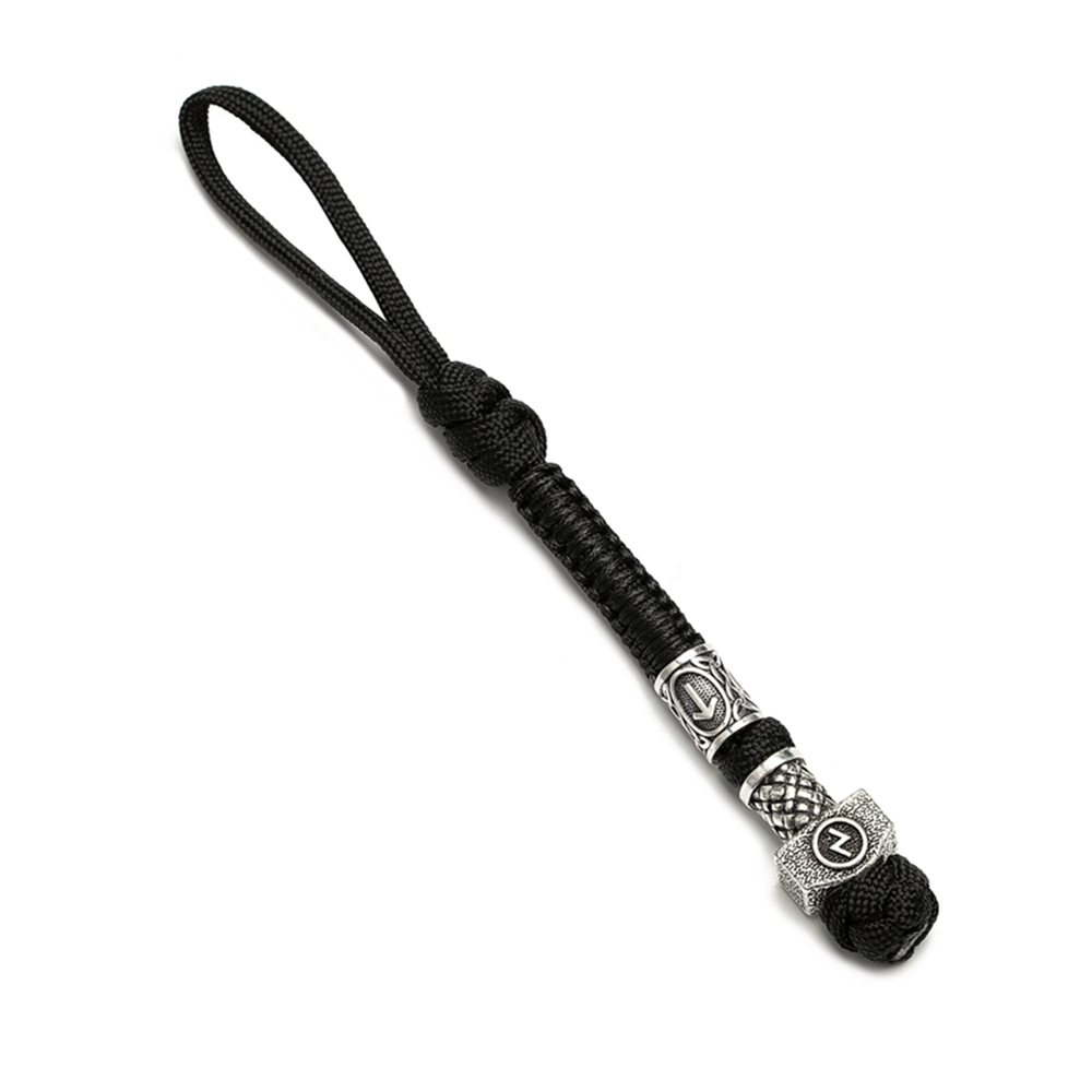 Vintage Viking Rune Keychain Antique Silver-plate Knife Pendant Women Keyring Paracord Rope Accessories Amulet Male Jewelry Gift