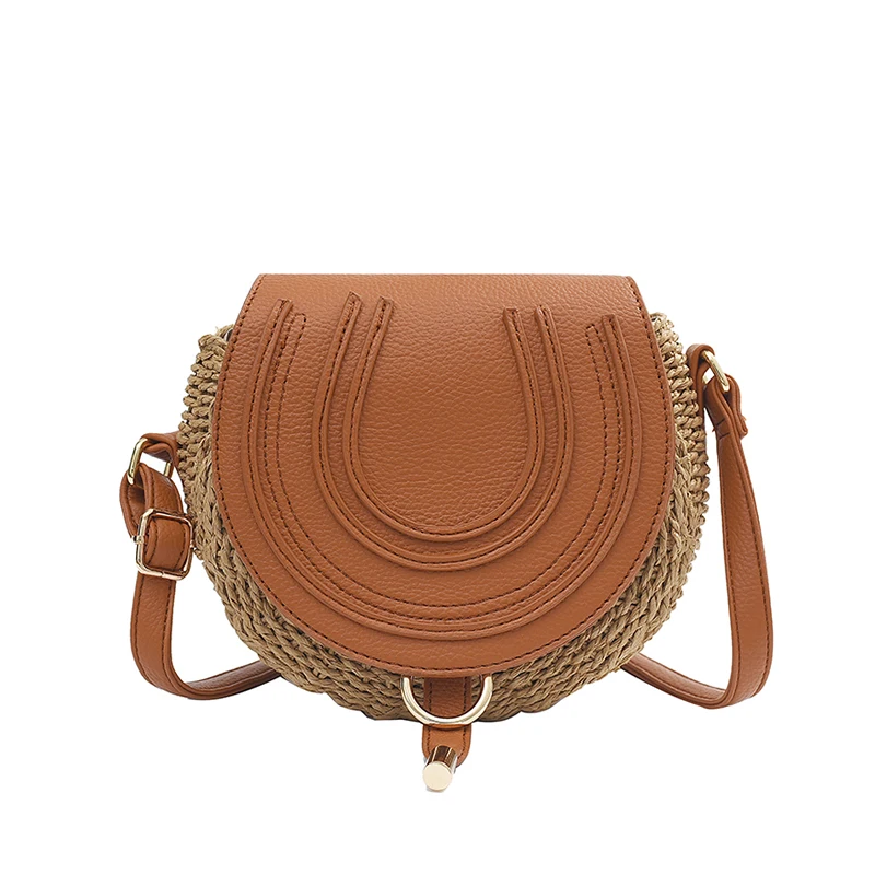 LEFTSIDE Small Straw Saddle Bags for Women 2023 Summer Crossbody Bags Lady Travel Purses and Handbags Female Shoulder Bag