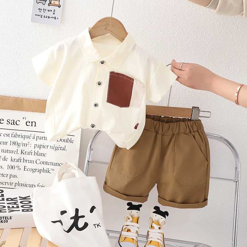 Clothing Sets Children Cotton Summer Clothes Baby Boy Fashion Pocket Shirts Shorts 2Pcs/Set Infant Kids Casual Toddler Tracksuits 0-5 Years