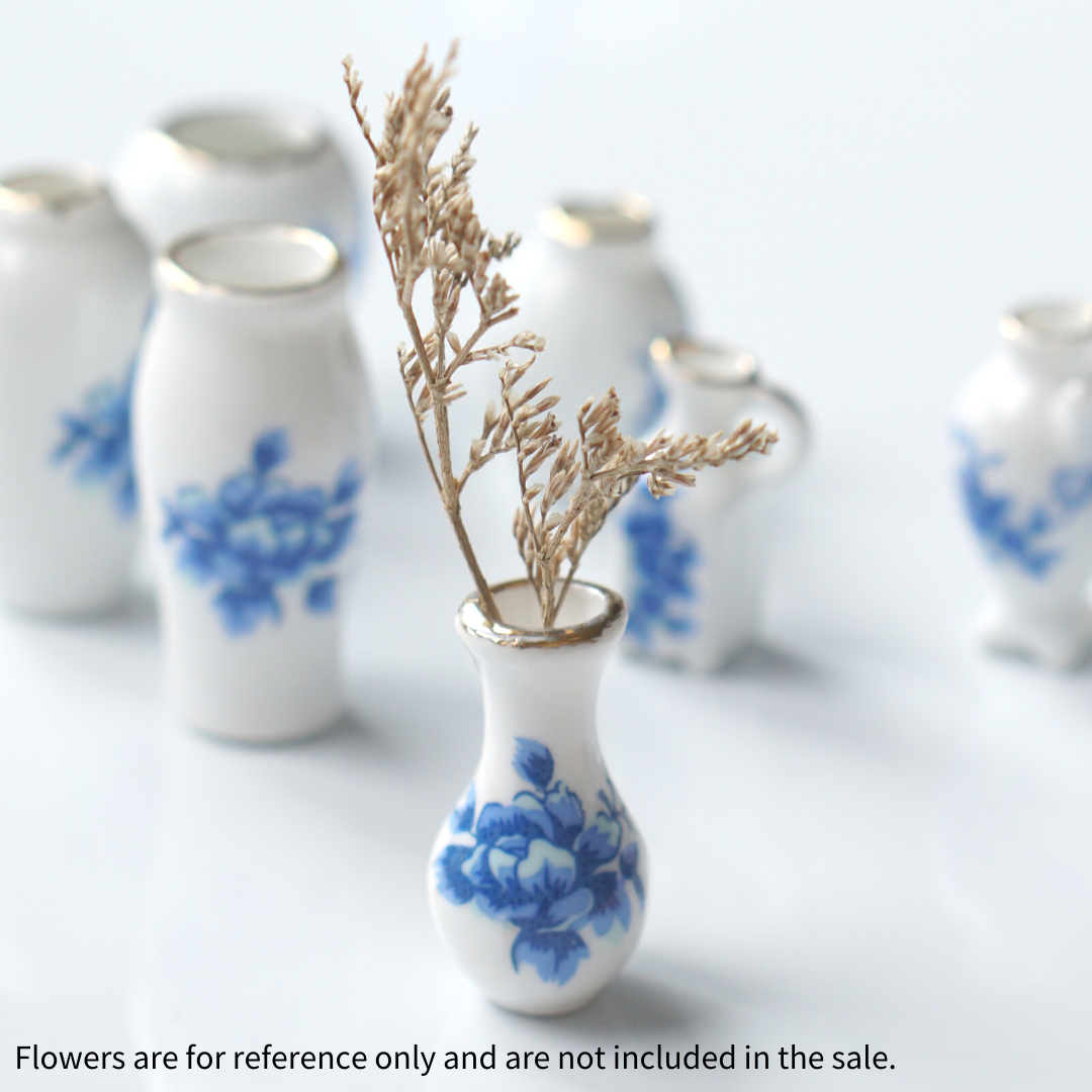 1 Pcs, Mini Blue Ceramic Vase, Decorative Vase, Doll House Ceramic Vase, Cute Mini Desktop Decoration, Vintage Home Decor