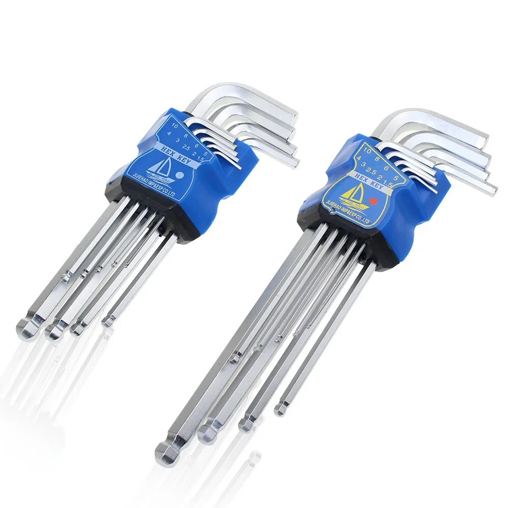 Allen 2025 Wrench Hex Key 9PCS Set METRIC SAE Standard Short Long Arm CRV new Steel For Bicycle Motorcycle Repair Tools
