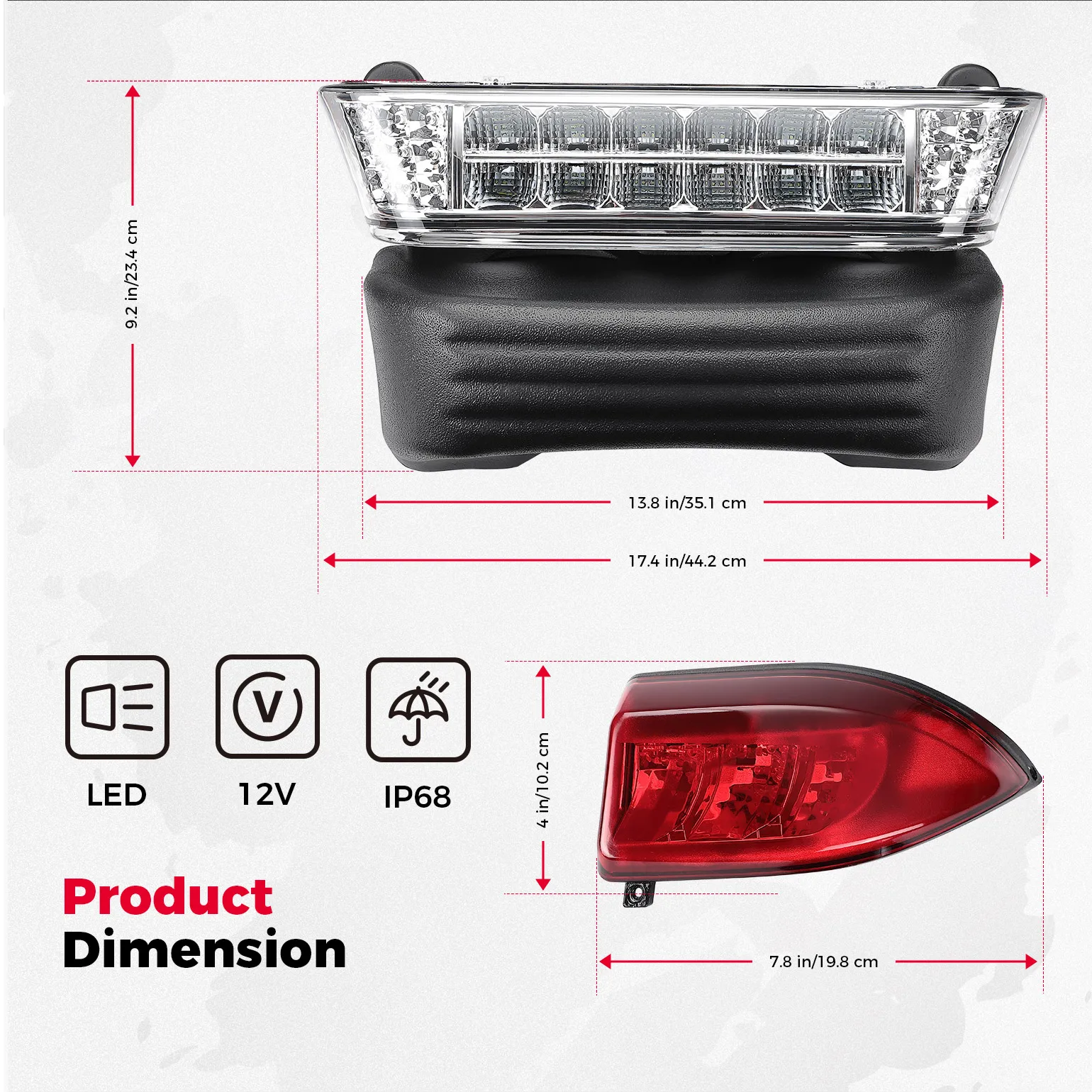 Golf Cart Upgrade Street Legal Headlight Kits Brake Turn Signal Tail Light Horn for Club Car Precedent from 2004+ Gas/Electric