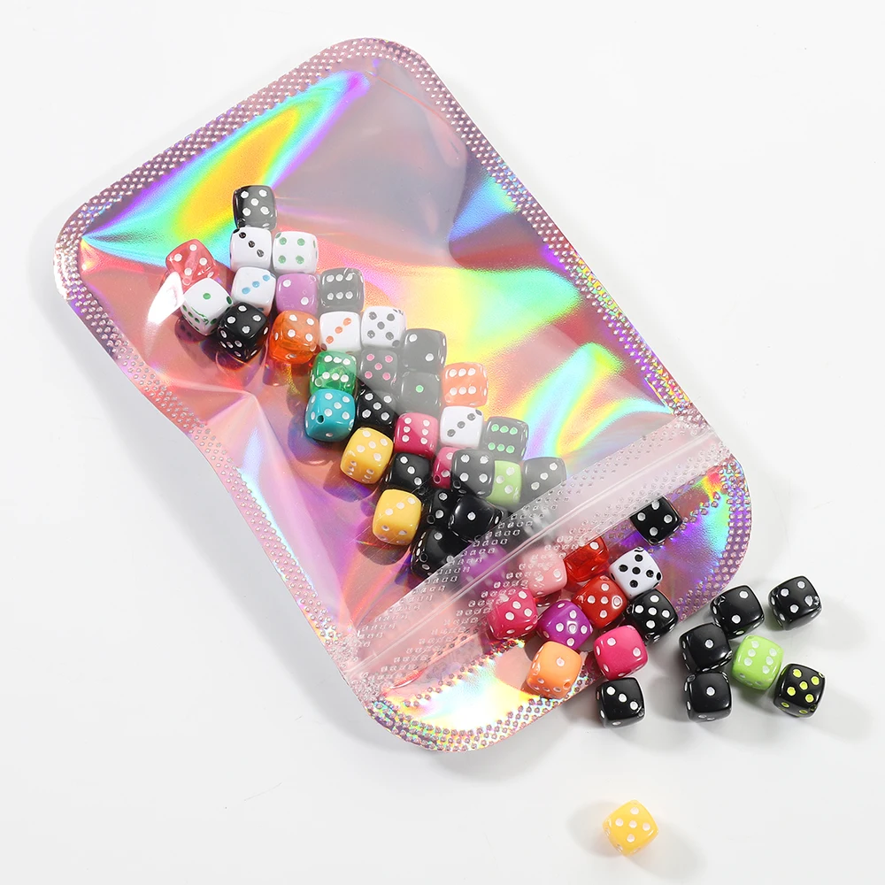 Sealing 50pcs Iridescent Self Bags Colorful Laser Iridescent Resealable smile