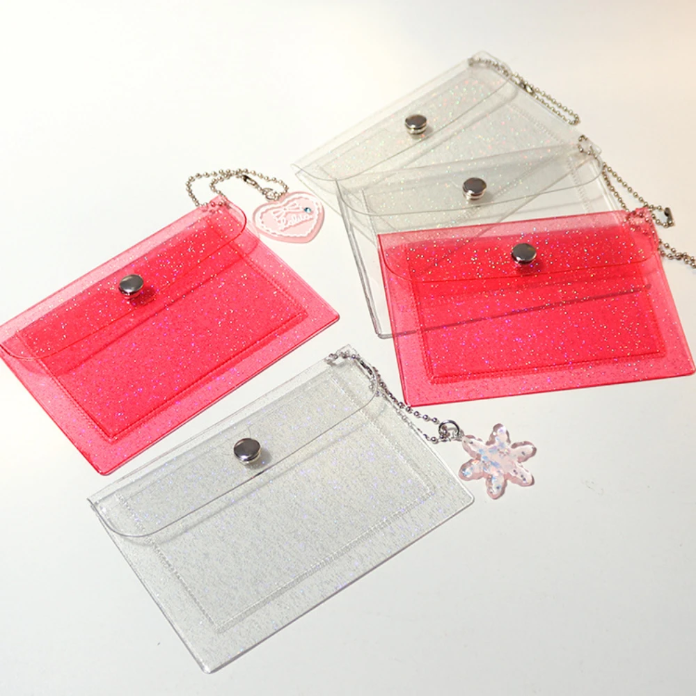 Ins Transparent Card Bag Student Coin Purse Girls Card Cover Keychain Meal Bus Card Bank smile