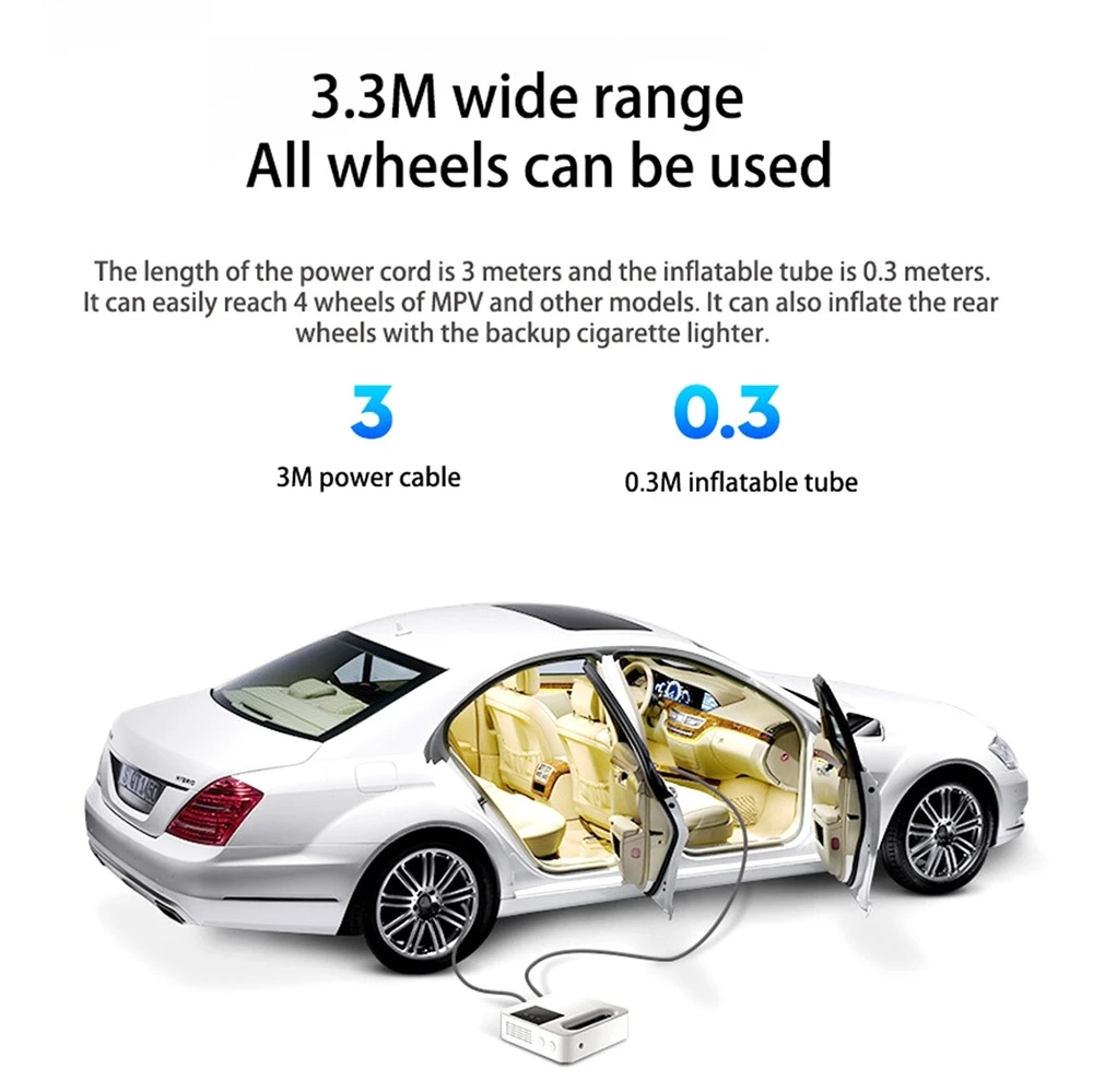 Universal Portable 120W 12V Auto Digital Display Car Air Pump Electric Tire Iator Tyre Pump with LED light Air Compressor smile