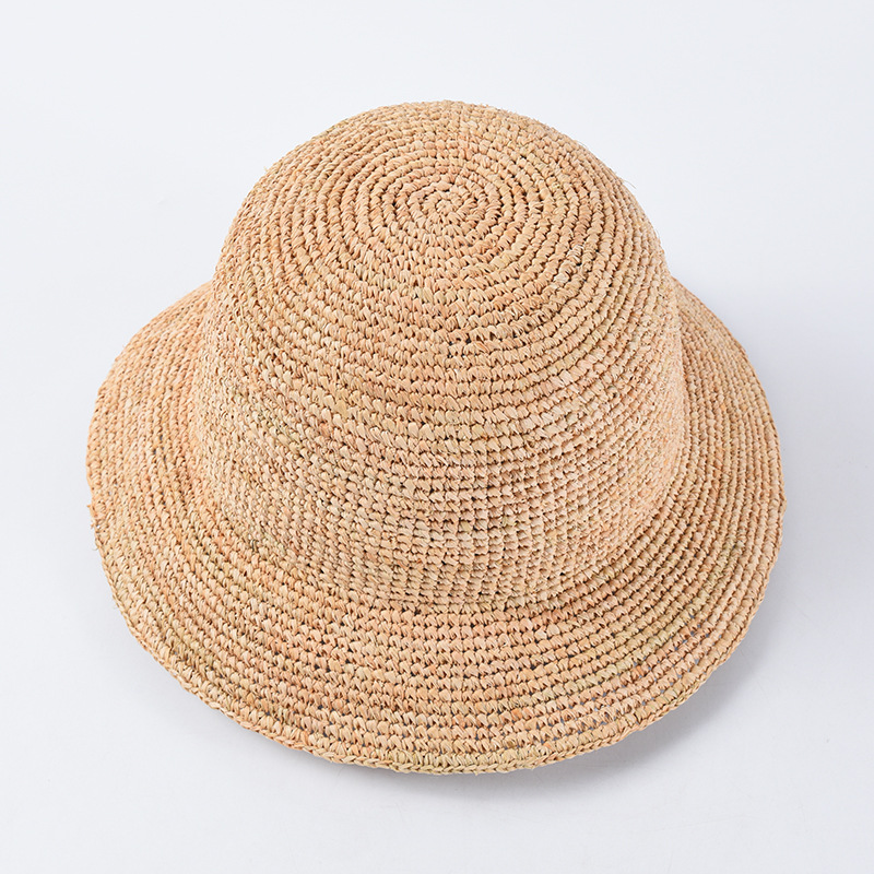Natural Raffia Designer Beach Sun for Women Handmade Crochet Straw Ladies Spring Summer Bucket Hat Floppy Fisherman Cap