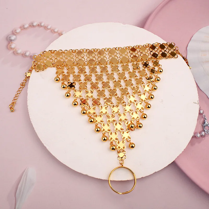 Gold Bracelet Kurdistan Bangle Plated Bridal Hand Jewelry Dangle Ball Hand Back Chain Middle East ddmysmile Pulceras Y Brazaletes Mujer Smile