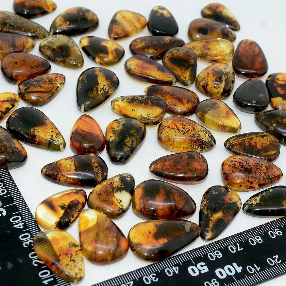 Natural Baltic Amber With Fossilized Plant Irregular Waterdrop Pendant Rought Size 25mm-35mm