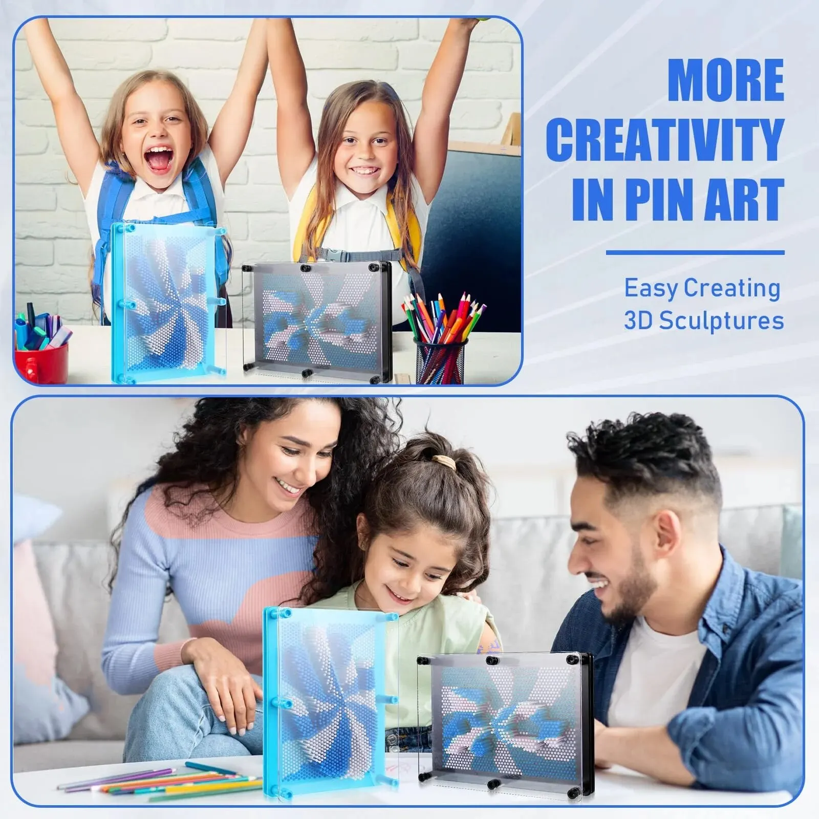 3D Clone Pixel Art Blocks Toy Colorful Pin Art Clone Face Palm Pinart Model Creative Gifts for Kids Adult Family Funny Game Toys