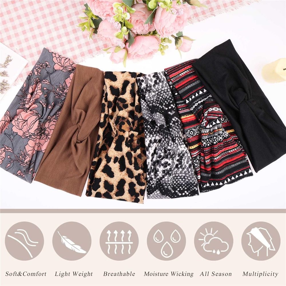 Simple Non-Slip Women's Stretchy Headbands Versatile Sport Headbands Twisted Cross Hair Wrap Printed Hairbands Hair Accessories