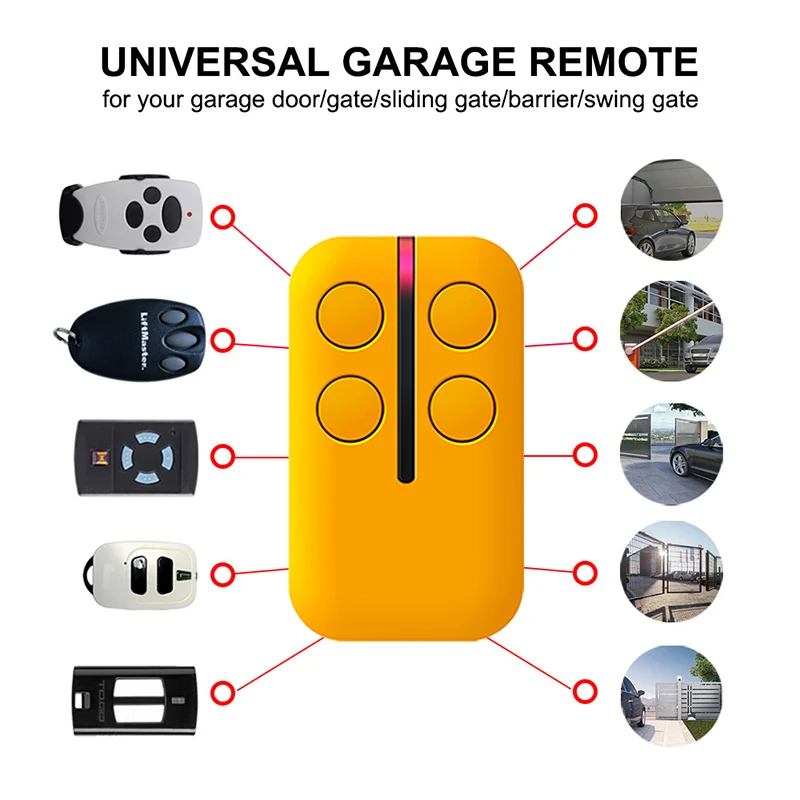 2025 280MHz-868MHz MultiFrequency Garage Door / Gate new Remote Control 433.92MHz Garage Door Opener Command Transmitter Keychain Key