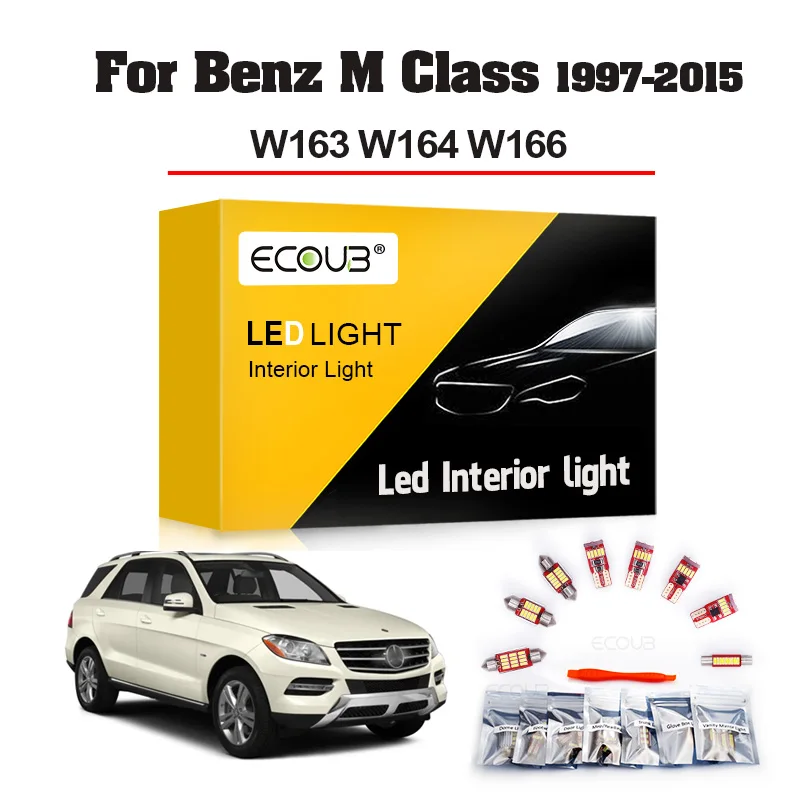 LED Interior Light Kit for Mercedes Benz W166 W164 W163 M Class ML 350 400 500 55 63 AMG 270 230 320 430 300 250 (1997-2015)