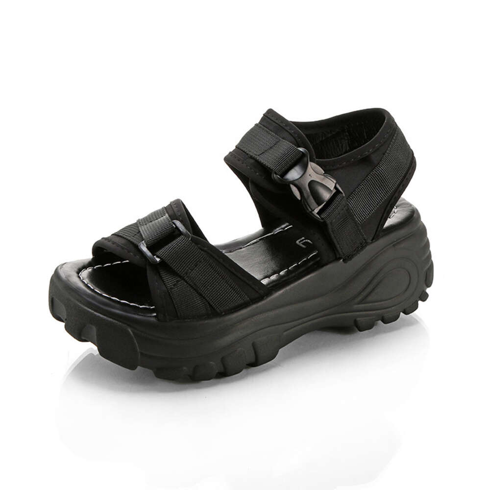 Sandals Summer 2024 New Student Thick Sole Slope Pine Cake Heel Flat Bottom Sports Style Women's Shoes ddmythur