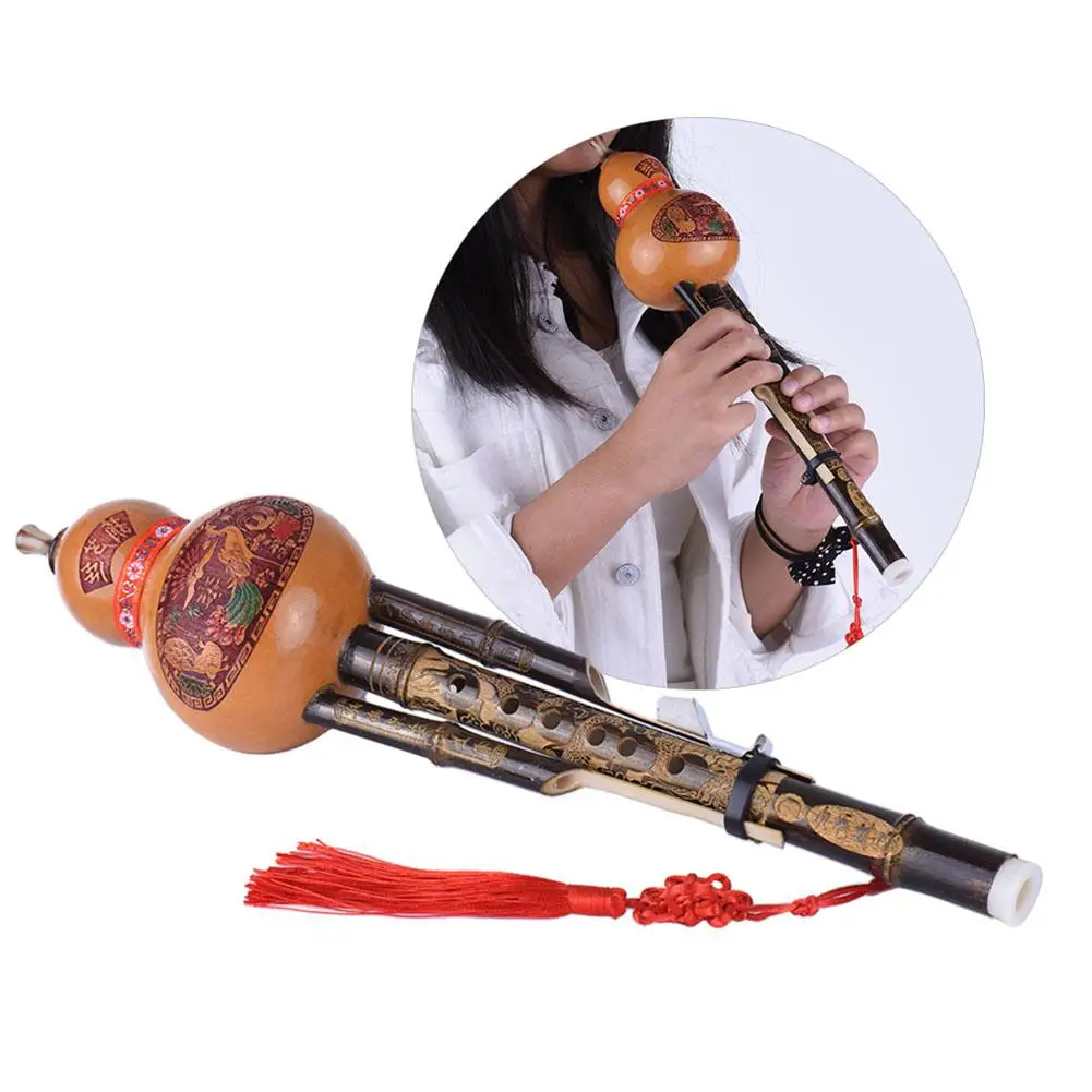 Chinese Handmade Hulusi Muspor Gourd Cucurbit Flute Ethnic Musical Instrument C Key Bb Tone for Beginner Music Lovers Gift smile