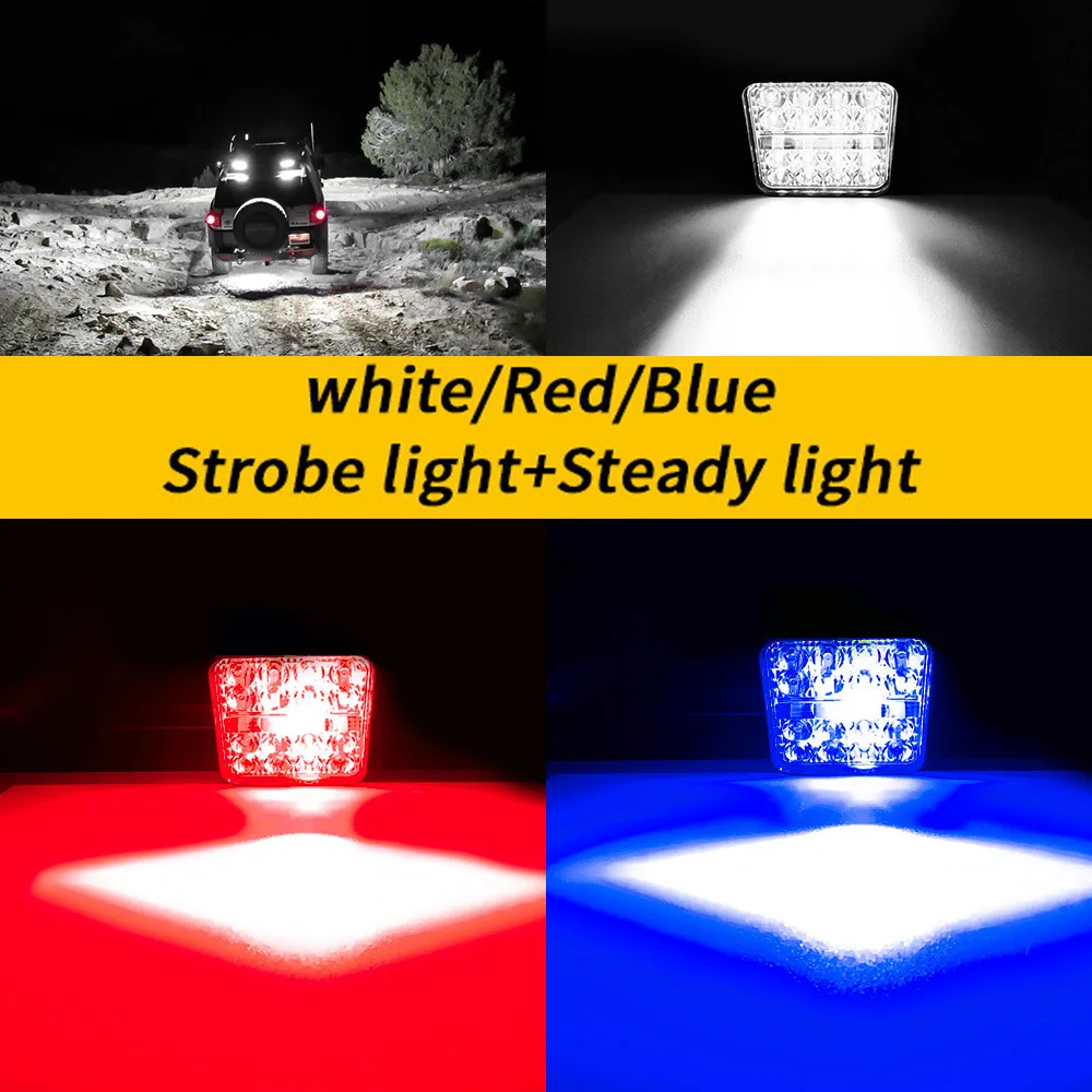 BMAD Led Bar Work Light Flashing Red Blue Fog Lights 12V 24V Barra Car for Lada Niva Offroad ATV Dirt Bike Pickup Truck Boat