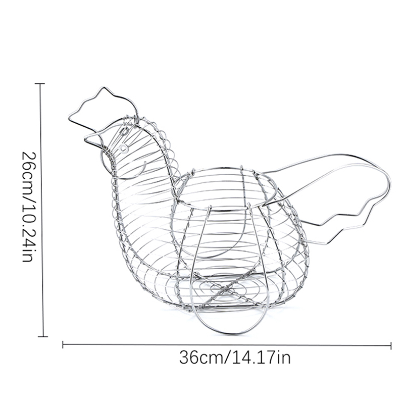 Homewares Chicken Hen Shaped Egg Collection Storage Wire Basket Farmhouse Style Organization