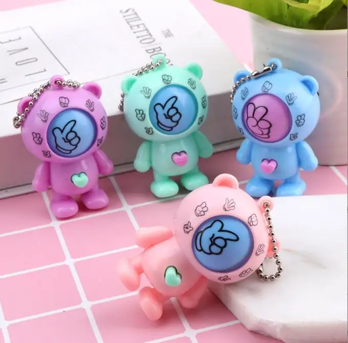 mora keychaine Games Bear Rock Paper Scissors Play Toy Round Egg Keychain Bag Pendant Small Gift