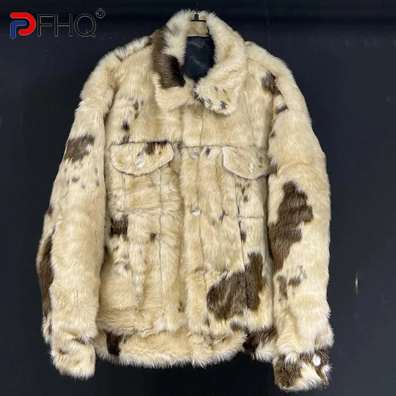 PFHQ Printed Zebra Leopard Pattern Jacket Autumn/Winter Mens Collar Mens Tps Korean Fashion 21Z7221 241108