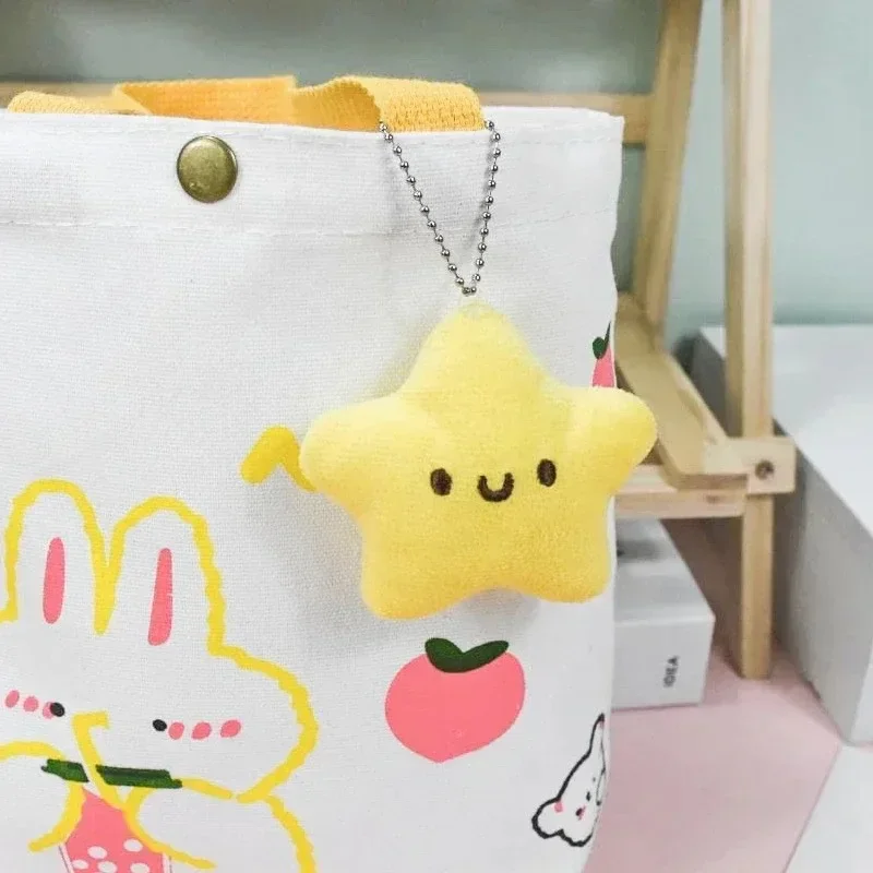 Plush Keychain Stars Kawaii Cute Stuff Pendant Squeak Keychain Charms Backpack Bag Accessory Adorkable Gift for Kids Girlfriend smile