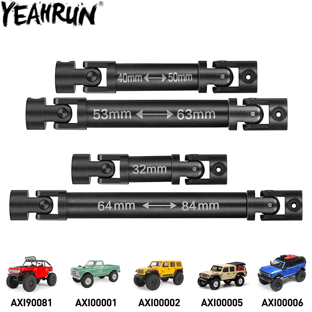YEAHRUN Steel Center Drive Shaft for 1/24 Axial SCX24 Deadbolt Jeep Gladiator JLU Bronco 4WD Rock Crawler Truck Upgrade Parts