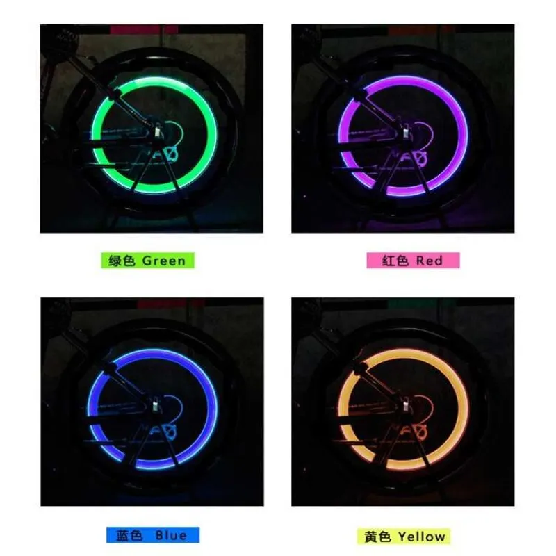 LED 2PCS Bike Light Flash Wheel Tire Vae Cap Car Lights 4 Colors Tire Lamp For Car Motorcycle Bicycle smile