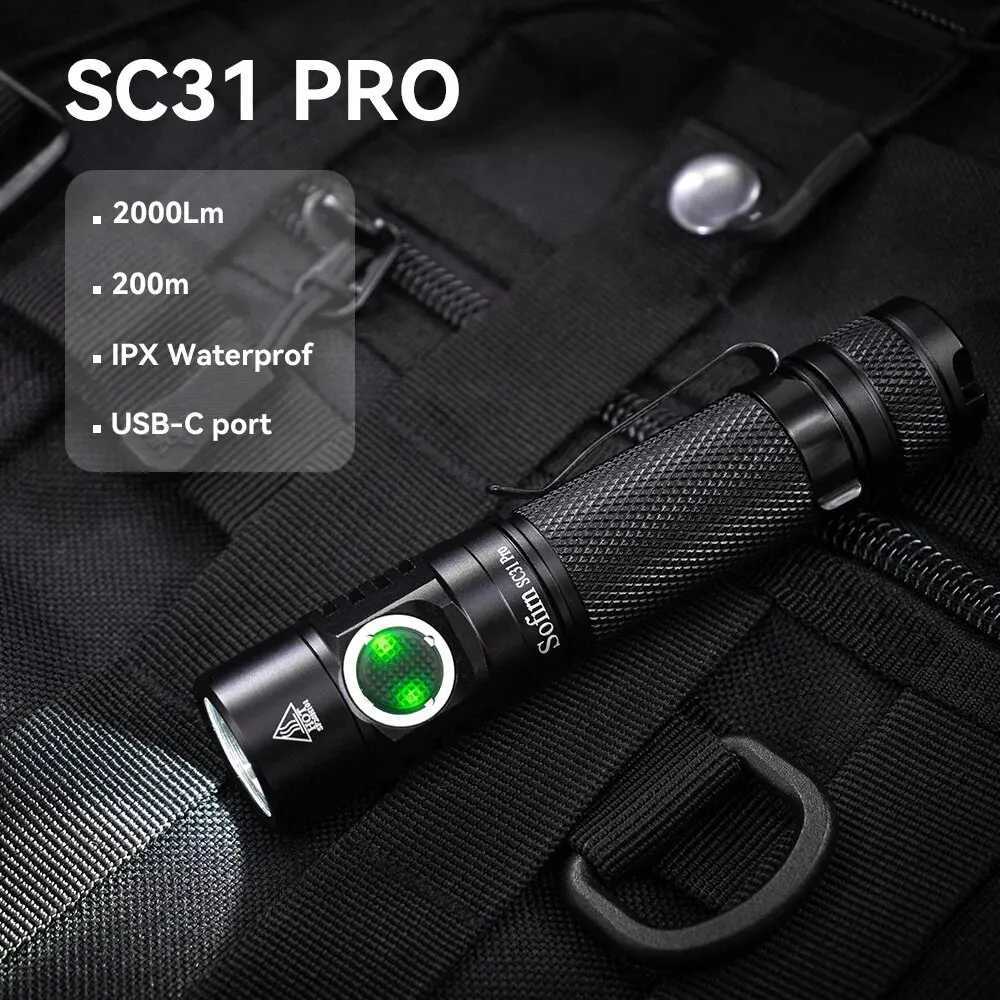 Sofirn SC31 Pro LED Flashlight Power Charging 18650 Flashlight USB C SST40 2000LM Anduril Outdoor Tactical Flashlight X241109